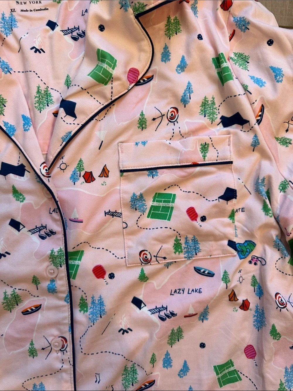 kate spade Light Pink Camp-Print Short Pajama Set